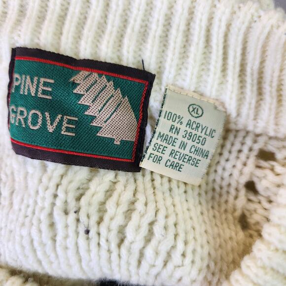 Pine Grove Fisherman's Sweater Cream White Ski Scandi Winter Cabin XL - Picture 3 of 3